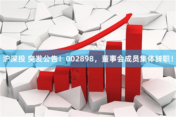 沪深投 突发公告！002898，董事会成员集体辞职！