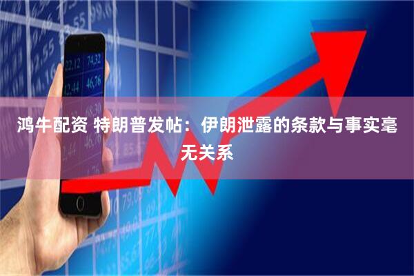 鸿牛配资 特朗普发帖：伊朗泄露的条款与事实毫无关系